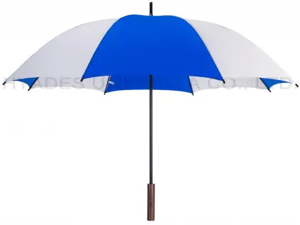 Blue and white golf umbrella