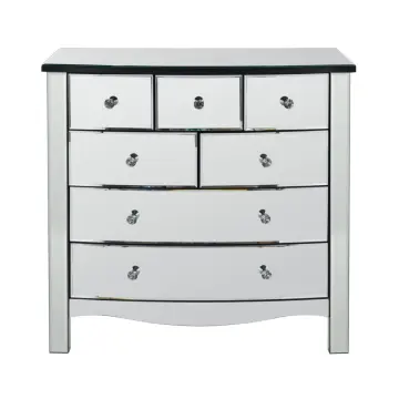Curved mirror MDF black painting 7 drawer chest