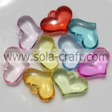 Sparkle 8*20*29MM Clear Random Colors Sparking Heart Spacer Beads Wholesale