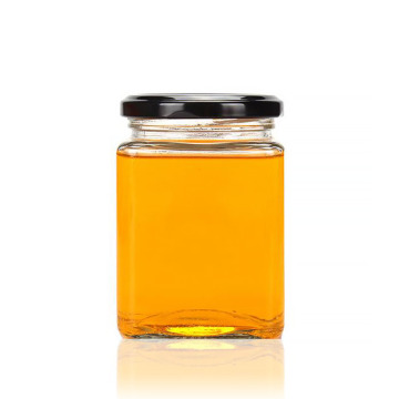 Ono Clear Glass Honey Jam Jam Jar Batle Square Puntaggio con coperchio in metallo