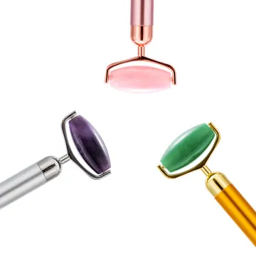 Zinc Alloy Facial Massager with 24K Gold, Jade Stone, and Vibrating Jade Roller for Beauty and Anti-Aging