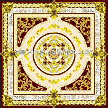 600X600 Carpet tile, yellow line squar in round decoration retified porcelain floor tiles