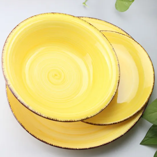 12PCS Hand Painted Porcelain Tableware Set Ceramic Stoneware