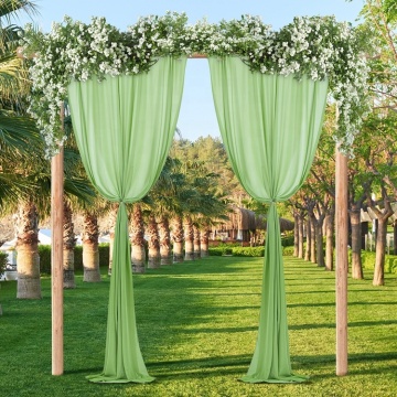 Green Silky Chiffon Backdrop Curtain for Wedding Events