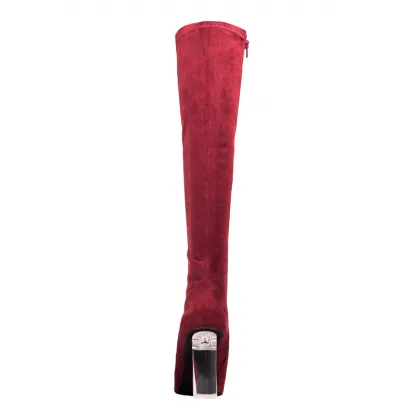 black wine red women long sexy boots