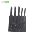 Set di 5 coltelli per rivestimento nero con blocco