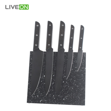 5pcs Black Coating Knife Set with Block