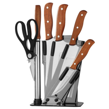 Premium Kitchen Knife Set with Wooden Handles and 3CR13 Stainless Steel - Gift Set Including Bone Chopping Knife