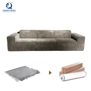 Modern Corduroy Fabric Corner Sectional Sofa Set in Compression-Sealed Vacuum Package for Living Room
