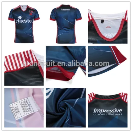 Christmas sales promotion rugby football wear thailand quality cheap rugby training shirt dri fit sublimated league rugby jersey