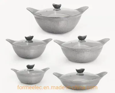 16 Pieces Casserole Cookware Set Aluminum Granite Set Stewpot Fry Pan Casserole