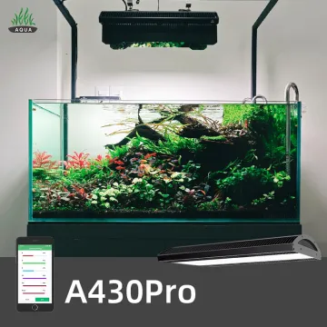 APP Control Weekaqua A430Pro Black LED Aquarium Light - Solar Powered ADA Style RGB for Freshwater Aquarium