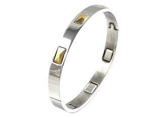 Silver Gold Plated Stainless Steel Bangle Bracelets Row Of