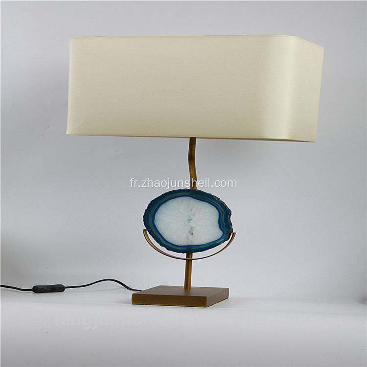 Lampe de table décor agate bule avec socle métallique