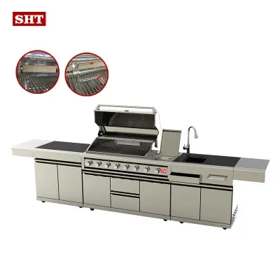 Marble Countertop Refrigerator Sink BBQ Grill for Outdoor Cooking