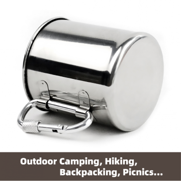 Stainless Steel Camping Travel Mug with Carabiner Handle