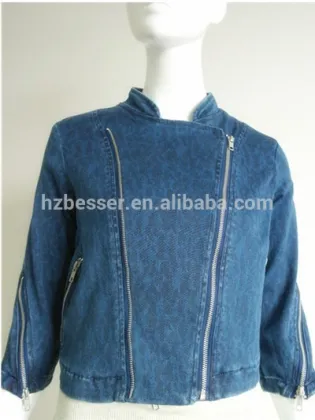 Fashion women wear casual ladies zipper opening jean jacket
