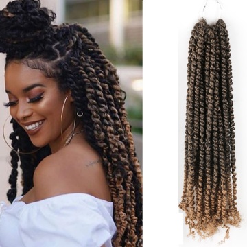 Alileader 18 Inch Pre Looped Fluffy Spring Passion Twist Synthetic Crochet Hair Extensions Ombre Braiding Hair