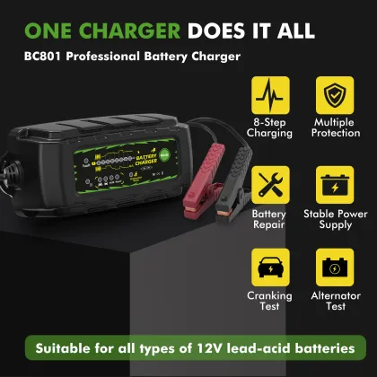 Intelligent 8-Stage Charger: Waterproof, Anti-Spontaneous Combustion, and Anti-Overcharge Management