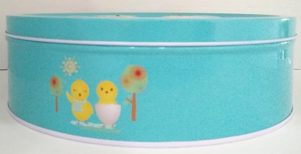 Round Blue Cookie Tin Box