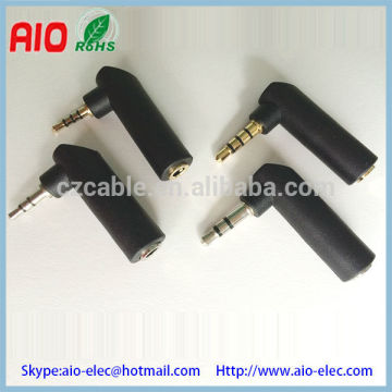 black plastic jacket right angle 2.5mm 4C plug to 3.5mm 4C jack phone adaptor connector