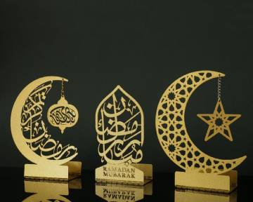 Metal 3-Piece Ramadan Decoration Set: Enhance Your Home and Table with Festive Eid Decorations