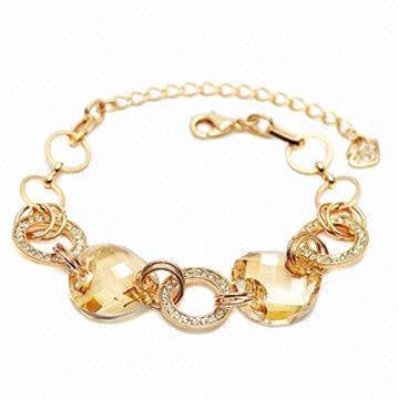 Golden Bracelet, Swarovski Elements, OEM Orders are Welcome