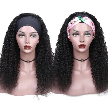 curly Headband Wig Human Hair Loose Deep Wave Brazilian hair Wig Head 180% Density Human Hair Wig kinky curly