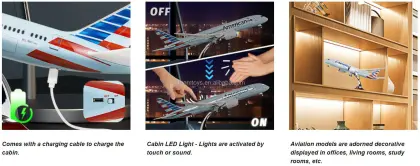 1:130 Scale LED Illuminated Boeing 787 Aircraft Model - 47CM Resin Model Plane