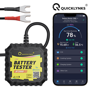 Quicklynks BT2000 Car Battery Tester - 12V Scanner with Bluetooth 4.0 for All Cars