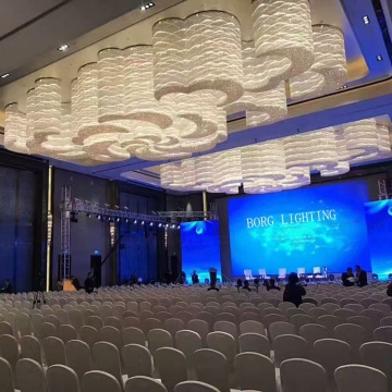 Custom Made Crystal Chandelier for Hotel Lobby - Auspicious Clouds Shape Light