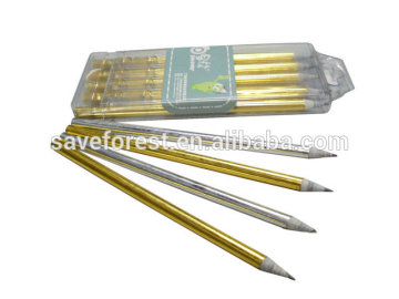 Eco-friendly newspaper pencil with golden paper film