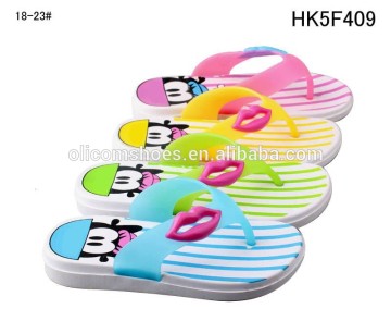 2015 kids wholesale flip flops,cheap eva kiss charms flip flops, Bright color Cow Pattern outdoor kids slipper