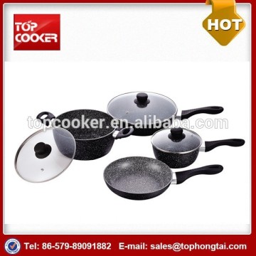 New Custom Design 7PCS Forged Marble Coating Induction Cookware