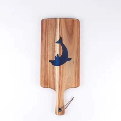 acacia wood cheese cutting board with handle