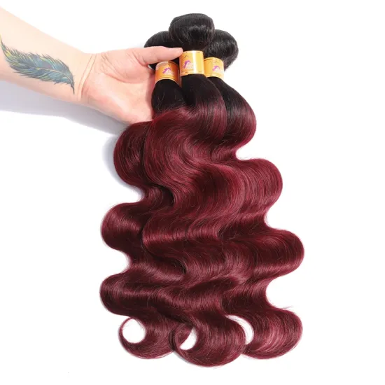 2021 Hot Sale Ombre 1b/99J Color Virgin Peruvian Hair Bundles, Unprocessed Peruvian Virgin Hair, Remy Peruvian Human Hair