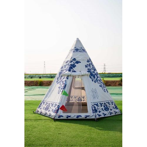 Inflatable Camping Tent For Small Party Inflatable Tent with Blue and White Porcelain Pattern Factory