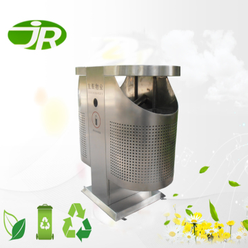 exterior double trash garbage bins with top ashtray