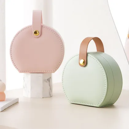 Travel PU Leather Jewelry Storage Box with handle