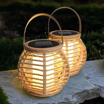 Cross-border Exclusive Solar Rattan Garden Lanterns for Outdoor Decoration