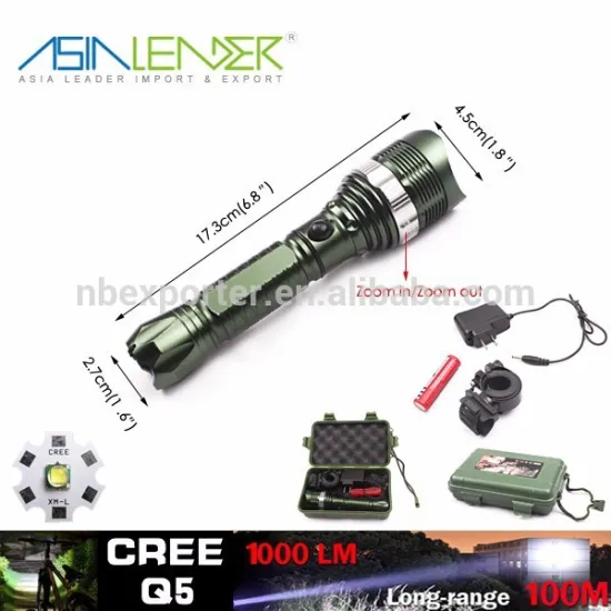 Working Mode:100% Bright/50% Bright/ SOS, High Power LED Focus Flashlight with Gift Box