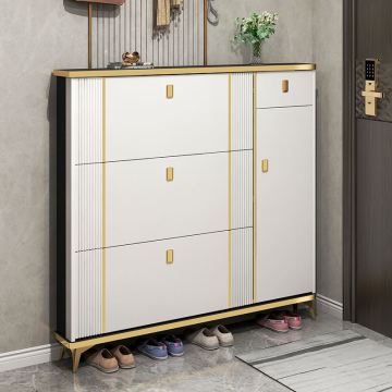 Wooden Shoe Rack with Storage Drawer - Large Capacity Shoes Cabinet 3 Tier