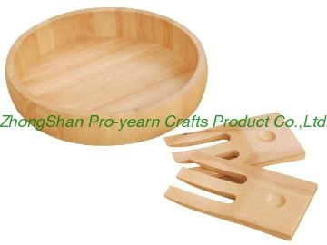 Wooden salad bowl with 2pcs forks