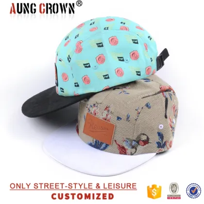 American adult design flower 5 panel hat