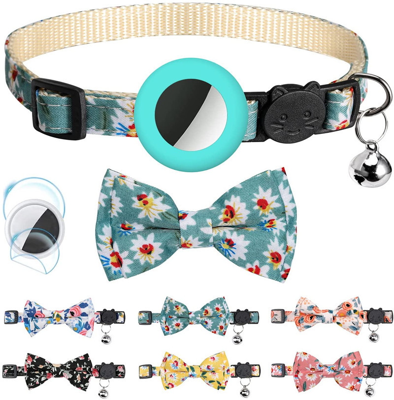 Airtag Pet Collar Bow Ties Para sa Mga Pusa