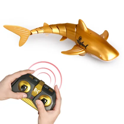 Factory RC Whale Shark Black Gold Boat: A 2.4G Twin Propeller Waterproof 4Channels Remote Control Ship