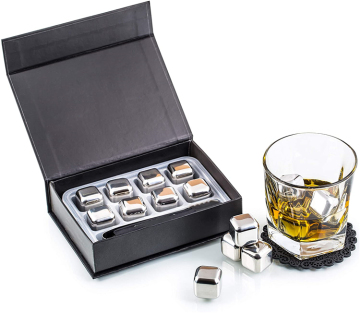 Cooling Whiskey Stones Gift Set - Reusable Stainless Steel Ice Cubes