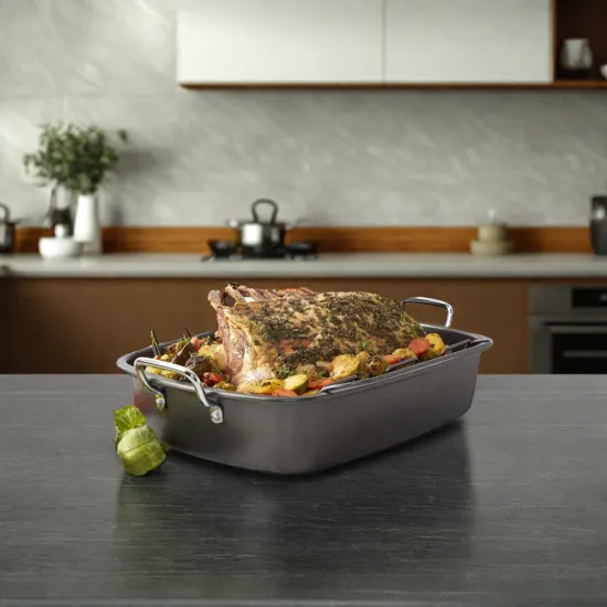 high quality baking pan duck roaster carbon steel pan roasterpan with chicken roaster rack