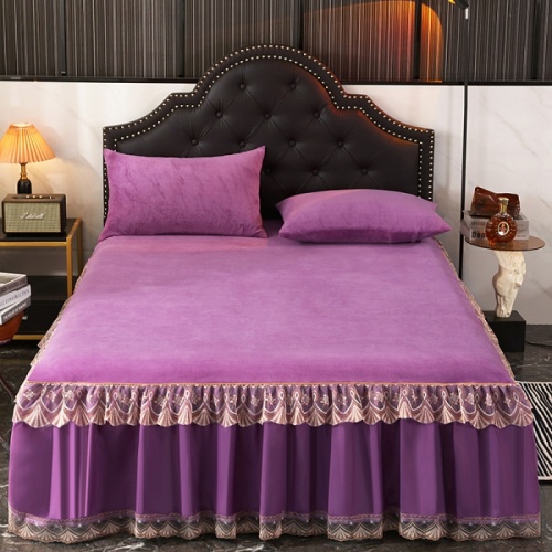 Milk velvet bed skirt lace edge