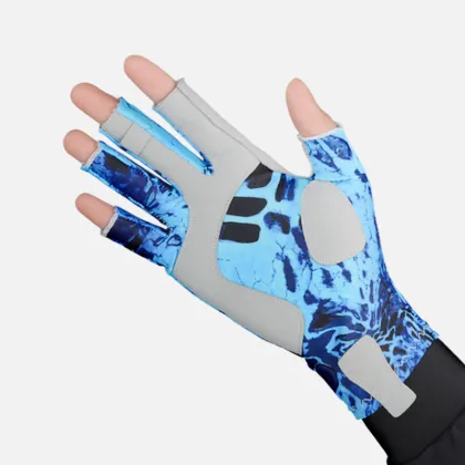 Polyester Sun Protection Flexible Breathable Fishing Fingerless Gloves